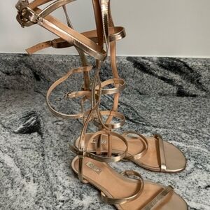 SCHUTZ Metallic Rose Gold Strappy Knee-High Sandals